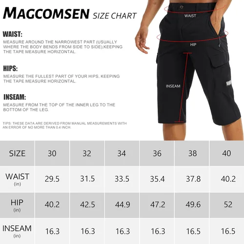 Miniatura 6 de MAGCOMSEN Pantalones cortos de entrenamiento para hombre, de secado rápido, 34, pantalones capri con bolsillos con cremallera, pantalones cortos