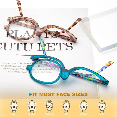 Miniatura 4 de JO 2 paquetes de lentes de lectura para maquillaje, lectores magnificadores para mujeres con bisagra de resorte, lectores cosméticos de un ojo
