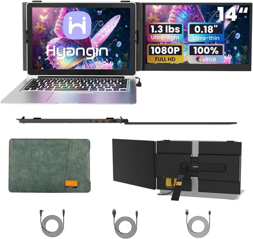 2025 Actualizado 14" Extensor de Pantalla para Laptop, Extensor de Monitor para Laptop Ultradelgado 1080P, Extensor de Monitor Portátil Ultraligero