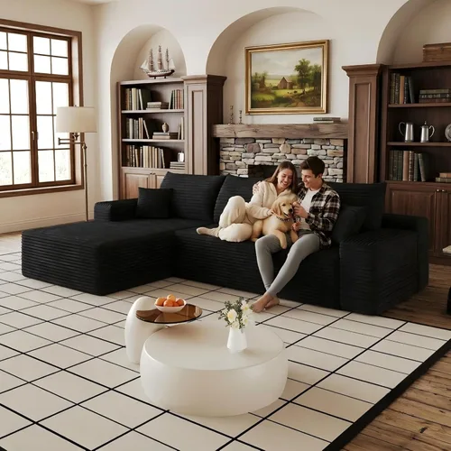 Miniatura 3 de Sofá modular Cloud de 107 pulgadas, sofá modular en forma de L con diván de gran tamaño orientado hacia la izquierda, sofá de pana de asiento
