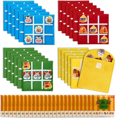 Miniatura 10 de JoyCat Tic Tac Toe Mini Juego de Mesa Juguete para Niños y Familia, Recuerdos de Fiesta de Cumpleaños, Bolsa de Golosinas, Divertida Actividad