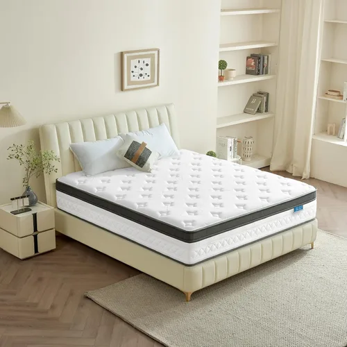 Miniatura 5 de Colchón Queen Breezleep, Colchón Híbrido Refrescante de 12 Pulgadas Tamaño Queen en una Caja, Firmeza Media con Espuma Viscoelástica de Gel