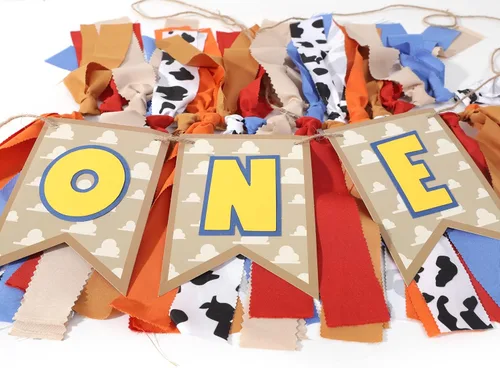 Miniatura 3 de Cartel de primer cumpleaños con temática de juguete – Cartel de primer cumpleaños para silla alta, decoraciones de fiesta occidental, pancarta
