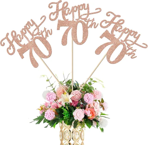 Miniatura 24 de Rsstarxi Paquete de 12 palitos de centro de mesa de cumpleaños número 50 para decoración de mesa de cumpleaños 50 para hombre, decoración de mesa