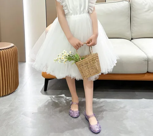 Miniatura 3 de Sandalias de gelatina para niñas, zapatos de vestir de princesa para niña pequeña, talla 9, fiesta de baile de reina, cosplay, gelatinas, disfraces