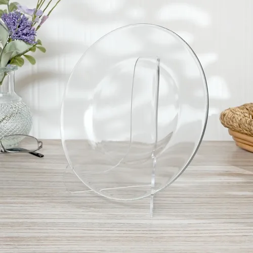 Miniatura 6 de Plymor Caballete de ángulo de acrílico transparente de 60 grados con repisas de soporte poco profundas, 6 pulgadas de alto x 4.5 pulgadas de ancho x