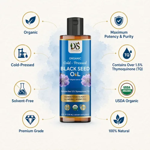Miniatura 5 de Aceite de semilla negra orgánico prensado en frío, 8 onzas líquidas Nigella sativa sin refinar, 3 veces timoquinona (más del 1.5%) Aceite