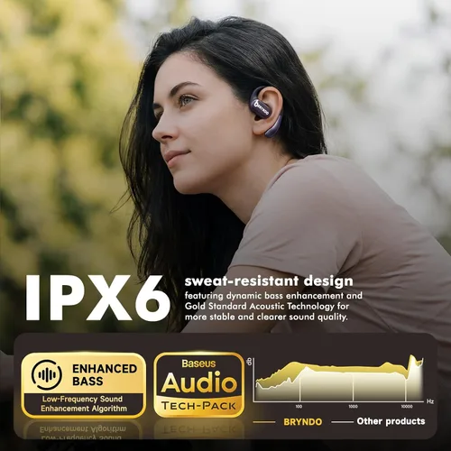 Miniatura 3 de BRYNDO - Auriculares inalámbricos Bluetooth 5.4 con conversación clara, elegante funda giratoria con cordón, carga tipo C, ajuste cómodo, T-10 Gris