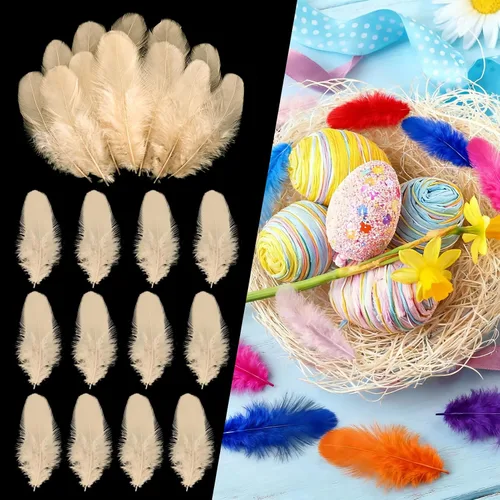 Miniatura 24 de THARAHT Plumas coloridas de gallo artesanal, 300 plumas de colores de 3 a 5 pulgadas, a granel para jardín de infantes, manualidades, boda, hogar