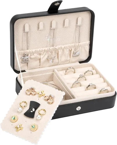 Voova Pequeña caja organizadora de joyas, estuche de viaje para mujeres, adolescentes, niñas, mini cajas de almacenamiento de joyas portátiles de