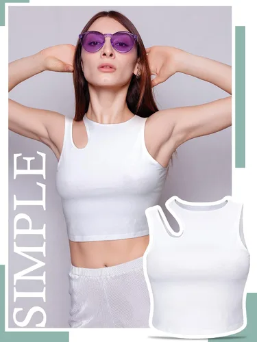 Miniatura 2 de Geyoga 8 piezas de camiseta básica sin mangas para mujer, sin mangas, espalda cruzada, para yoga, correr