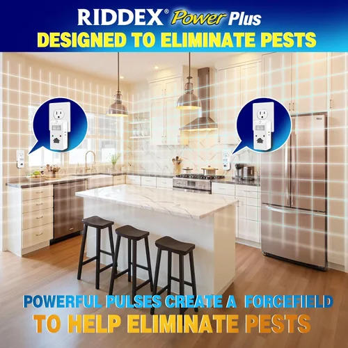 Miniatura 5 de RIDDEX Power Plus Repelente de Insectos Enchufe, Disuasor de Ratones - Control de Plagas para la Defensa Contra Ratas, Ratones, Cucarachas, Bichos