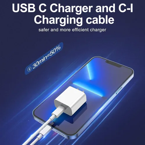Miniatura 3 de Cargador de iPhone de carga rápida, paquete de 2 bloques de carga de pared tipo C con 2 unidades [6 pies y 10 pies] cable USB C a Lightning