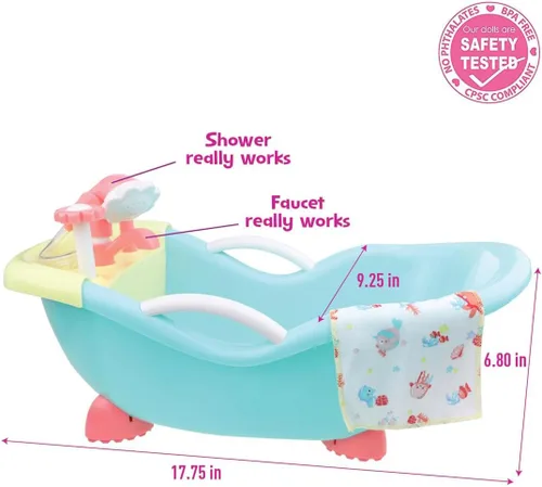 Miniatura 5 de JC Toys - Cuna mecedora y accesorios para muñeca, perfectos para pequeños Juego de baño azul/rosa