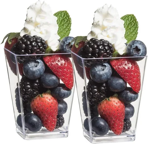 Miniatura 6 de Zappy Mini tazas de postre de plástico de 50 onzas con cucharas, cuadradas, vasos desechables para fiestas