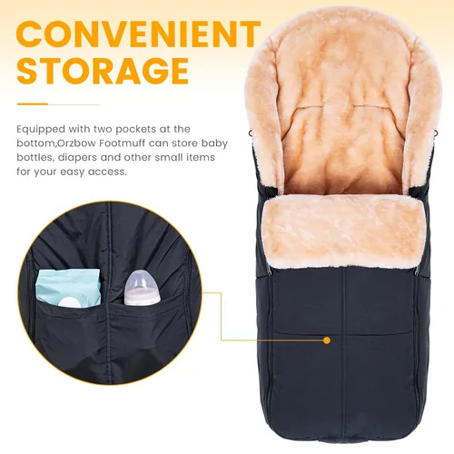 Miniatura 4 de Orzbow Saco universal para cochecito Bolsa de lana sintética para bebé Cálido, resistente a la intemperie, hebillas ajustables Funda de manta