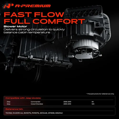 Miniatura 2 de A-Premium Motor de soplador de calefactor delantero HVAC compatible con Jeep WK Grand Cherokee 2005-2010, XK Commander 2006-2010
