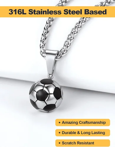 Miniatura 4 de U7 Cadena de fútbol americanobéisbol para hombre, acero inoxidable, chapado en oro de 18 quilates, collar de zapatos deportivos para correr