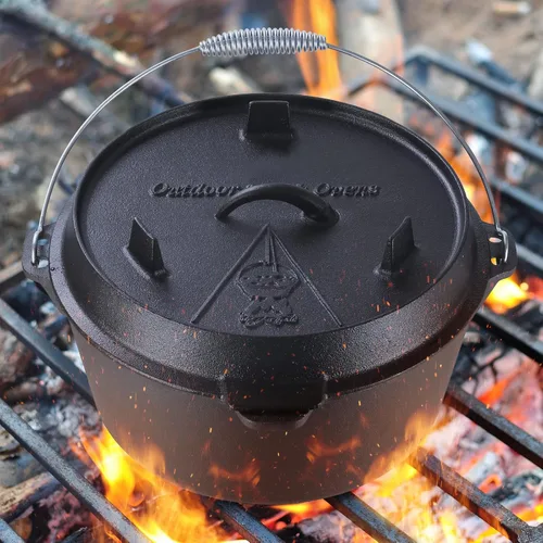 Miniatura 7 de LIFERUN Olla de horno holandés con tapa, horno holandés de hierro fundido de 13.2 cuartos de galón, con mango y soporte de elevador de tapa