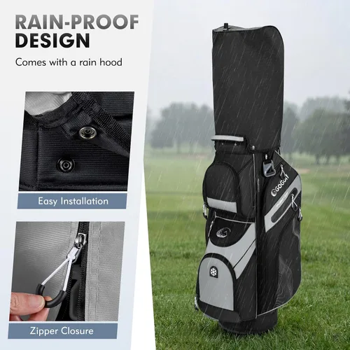 Miniatura 4 de Tangkula Bolsa de carrito de golf con divisores de longitud completa de 14 vías, 6 bolsas moldeadas con cierre superior de golf con 11 bolsillos