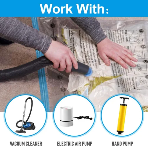 Miniatura 8 de BoxLegend Bolsas de almacenamiento al vacío con bomba de mano grande, 12 combinados (3 jumbo, 3 grandes, 3 medianas, 3 pequeñas) bolsas gruesas