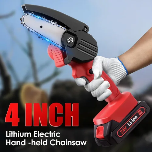 Miniatura 2 de Wood Ranger - Mini motosierra eléctrica de 4 pulgadas, motosierra eléctrica portátil inalámbrica para patio, hogar y jardín, corte de madera, poda