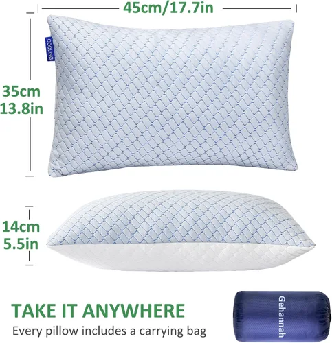 Miniatura 5 de Almohada de Viaje - Paquete de 1 Almohada Grande Compresible para Acampar para Dormir - Espuma de Memoria Triturada con 1 Bolsa de Almacenamiento