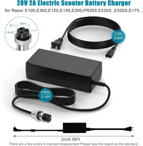 Miniatura 2 de Cargador rápido de batería de scooter eléctrico de 24 V 2A para Razor CC2420 E100 E125 E150 E175 E200 E225S E300 E325S E500 MX350 MX400 PR200 Pocket