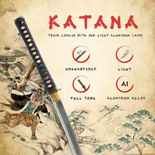 Miniatura 2 de HMS Aleación de aluminio sin afilar Iaido Training Wakizashi Sword Aleación de aluminio Wakizashi 679