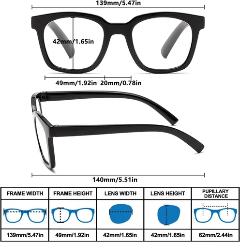 Miniatura 3 de Paquete de 3 lentes de lectura estilo Oprah para mujer, bloqueo de luz azul, lectores cuadrados, antirreflejos/fatiga ocular