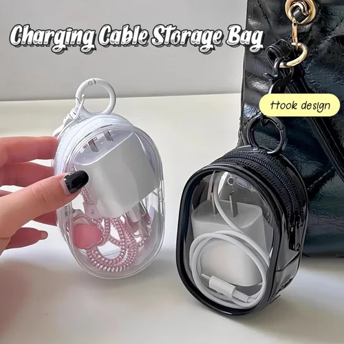 Miniatura 2 de Bolsa de almacenamiento para cables de carga, organizador compacto transparente para viajes, cables de datos, auriculares y más Mini organizador