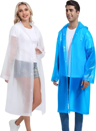 Miniatura 51 de 2 abrigos de lluvia de Borogo para adultos, chaquetas de lluvia reutilizables para hombres y mujeres