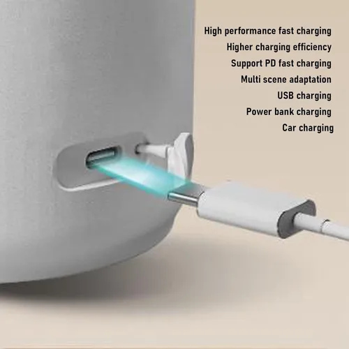 Miniatura 6 de Hervidor eléctrico de viaje, 16.9 fl oz, calentador de agua portátil USB de acero inoxidable 316 con PD carga rápida y temperatura ajustable