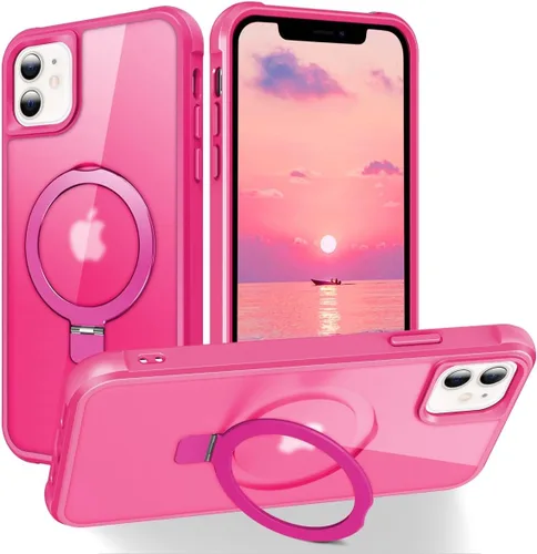 Miniatura 64 de CHAOFEnG Funda magnética compatible con iPhone 11 con soporte, prueba de caídas de grado militar, compatible con imán, anillo translúcido, parte
