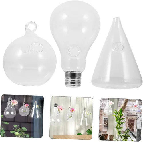 Miniatura 3 de BESTonZON 3Pcs Hanging Glass Planters Stylish Plant Holders Water Plant Containers for Home Decor for Terrarium and Succulent Display Smooth Surface