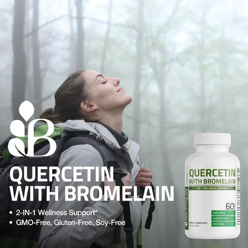Miniatura 3 de Bronson Quercetina con bromelina 2 en 1 apoyo para el bienestar, sin OMG, 120 cápsulas