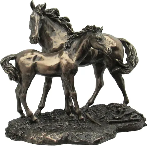 Miniatura 2 de Escultura de bronce, yegua y potro