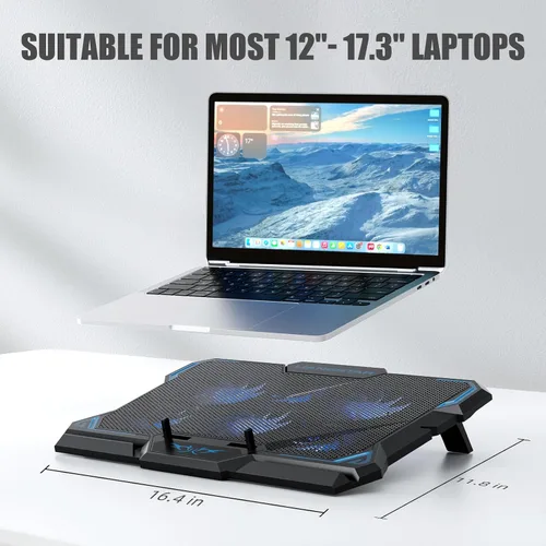 Miniatura 3 de LIANGSTAR Almohadilla de enfriamiento para laptop, enfriador de laptop con 6 ventiladores silenciosos para portátiles de 12 a 17 pulgadas, soporte