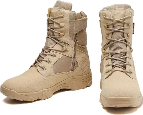 Miniatura 3 de Kervaky Botas tácticas para hombre, botas ligeras, fáciles de llevar, cremallera lateral, botas para exteriores, botas militares, botas tácticas