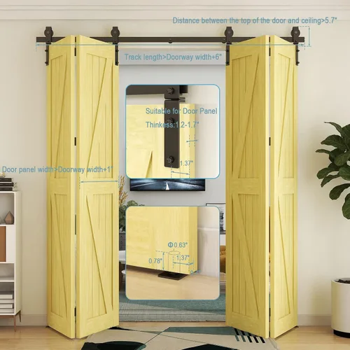 Miniatura 3 de Kit de herrajes para puertas correderas de granero de 48 pulgadas, kit de rodillos de alta resistencia de 4 pies para puertas de 11 pulgadas x 4