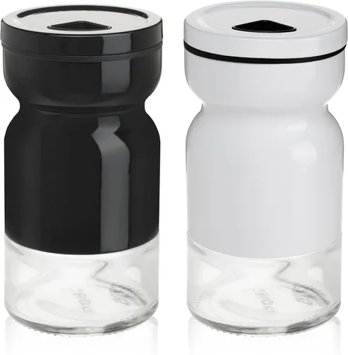 Miniatura 6 de Juego de saleros y pimenteros con agujeros ajustables para verter - Blanco y negro