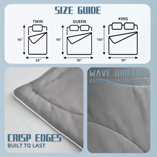 Miniatura 5 de DOWNCOOL Edredón Refrescante, Manta de Enfriamiento Gris Tamaño Queen, Edredón Refrescante para Personas que Duermen con Calor, Edredón de Verano