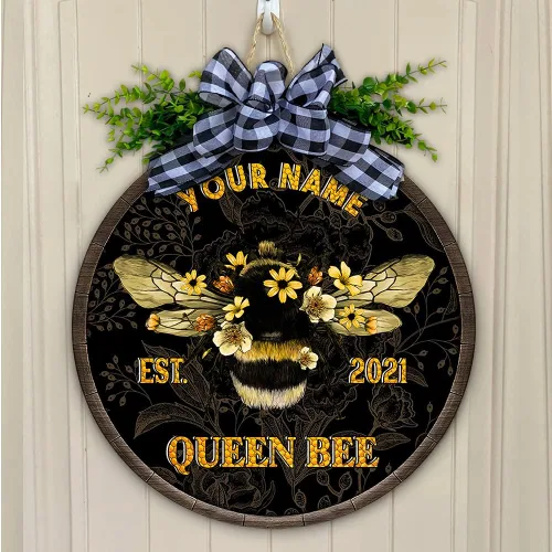 Miniatura 5 de Artsy Woodsy Decoración de pared personalizada de placa de madera de abeja de miel, regalos para apicultores - Decoración para amantes de las abejas