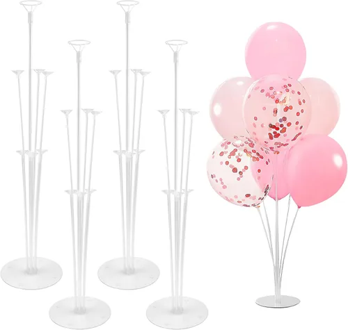 Miniatura 8 de 6 Juegos de Palos de Globos con Base para Kit de Soporte de Globos de Mesa, Soportes de Globos con Base para Piso, Soporte de Arco de Globos