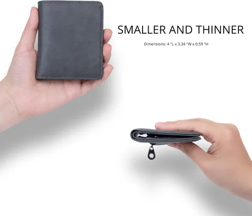 Miniatura 2 de Alldaily Cartera pequeña RFID para mujer, delgada, compacta, plegable, con bolsillo, mini monedero de viaje para mujer (gris)