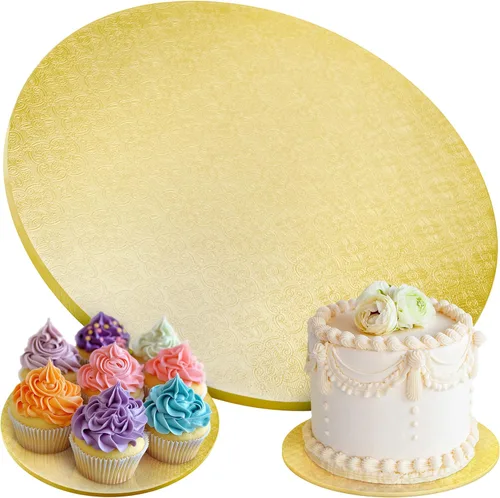Miniatura 14 de Tablas para Pasteles - Paquete de 4, 12 pulgadas, Azul - Bases Redondas Reutilizables para Pasteles para Postres Espectaculares - Bases de Cartón