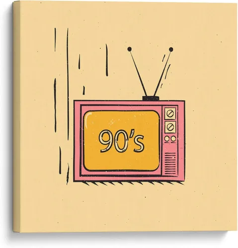 Miniatura 7 de Canvas Lab The 90's on TV by Vision Grasp Art 11 x 11 in Fine Art Framed Print, Frame Color: Black, With Mat History, Illustrations, Pop