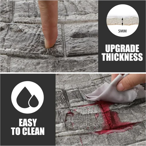Miniatura 6 de Tinlade 30 piezas 28.81 pies cuadrados Paneles de pared 3D para despegar y pegar, papel tapiz de ladrillo de espuma autoadhesivo, paneles de pared