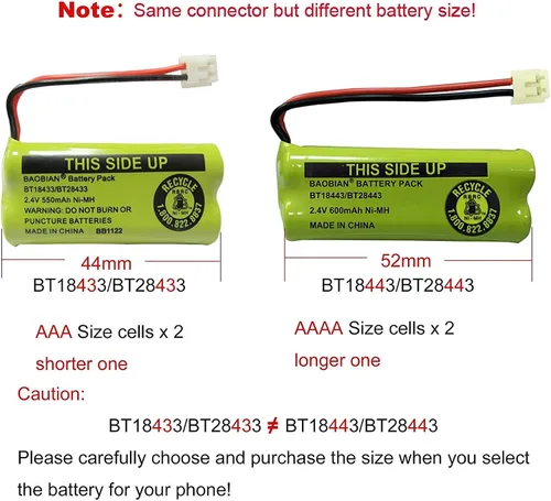 Miniatura 4 de Baterías inalámbricas recargables de 2.4 V compatibles con AT&T/Lucent BT-18433 BT-184342 BT-28433 BT-284342 BT-6010 BT-8000 BT-8001 BT-8300 Empire