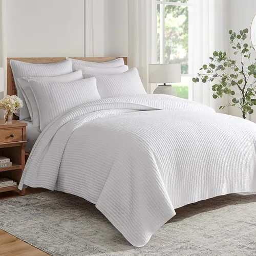 Miniatura 23 de Levtex Home - Juego de edredón reversible con punto de cruz tamaño Queen (104x106 pulgadas) con 2 fundas de almohada (26x20 pulgadas) - Textura